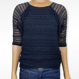 Nightcap by Carisa Rene Carmen Crochet and Fringed Shirt in Black Medium